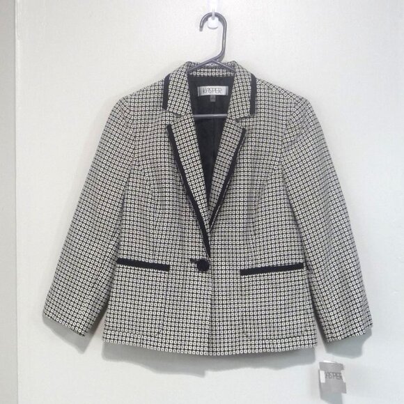 KASPER BLAZER SIZE 6 BLACK AND WHITE - Picture 1 of 11
